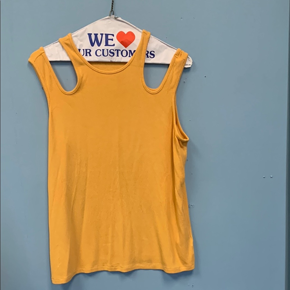 Bar III Yellow Cut Out Fitted Tank Top